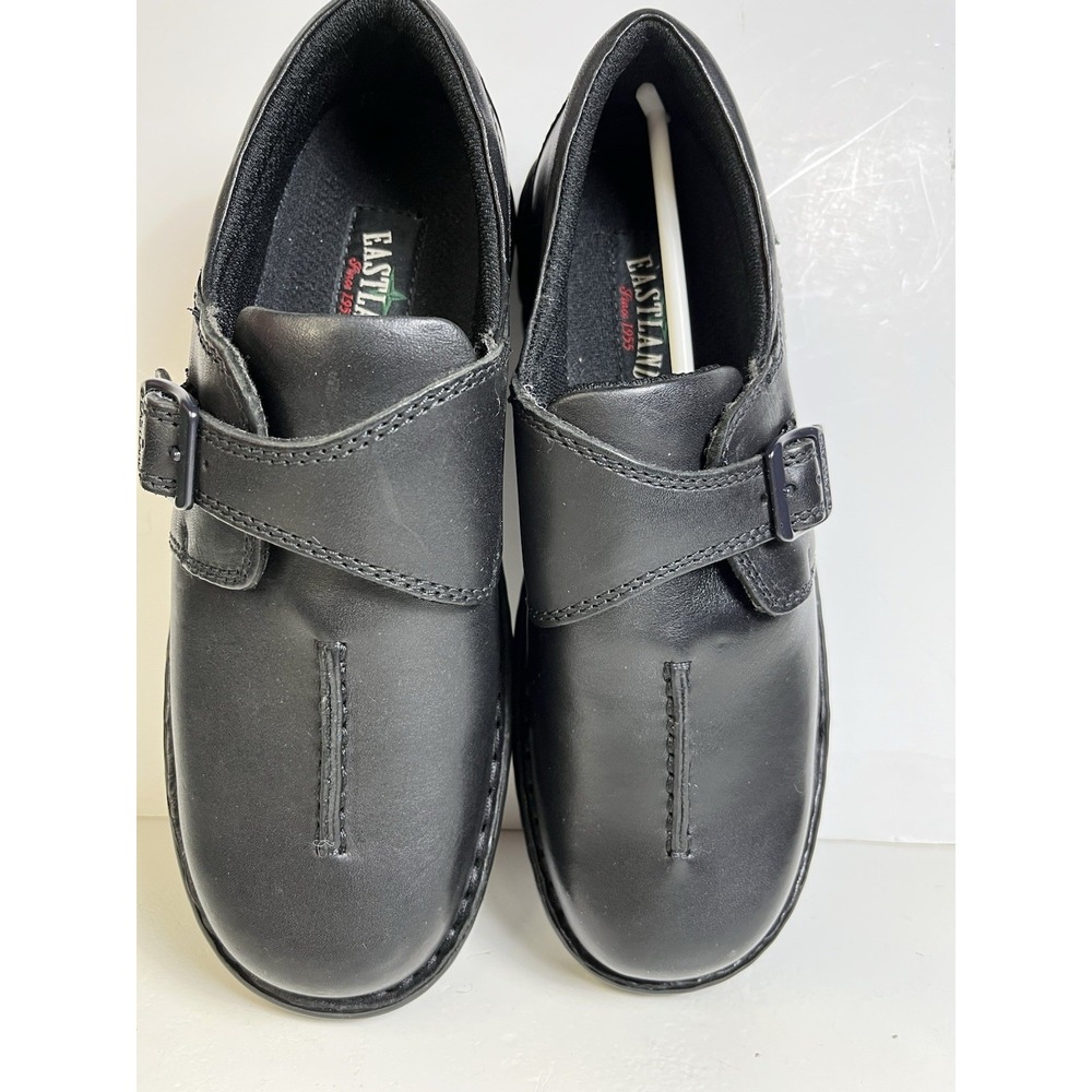 Eastland Shoes Womens 8.5 W Black Syracuse Leather Slip-On Clog Adjustable
